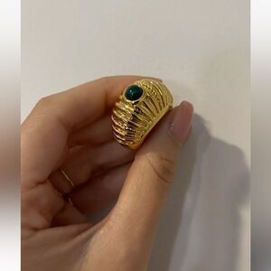 Statement Cocktail Gold Green REEF RING, Size 9 $270